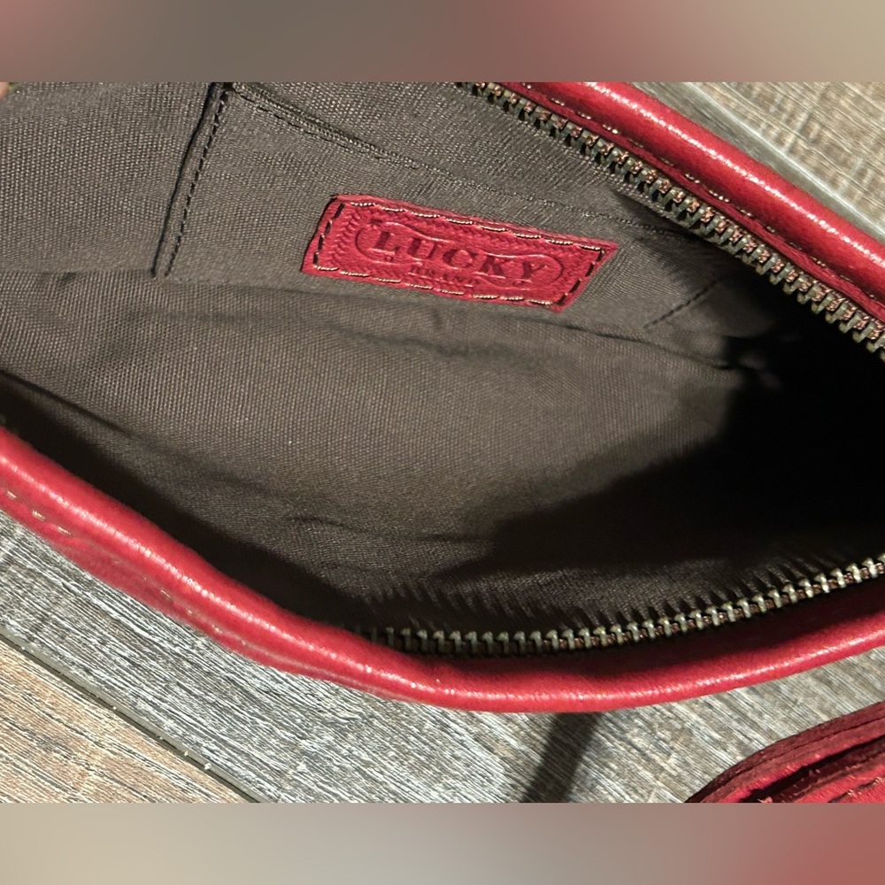 Lucky Brand red leather wristlet. Like new! - Picture 7 of 9